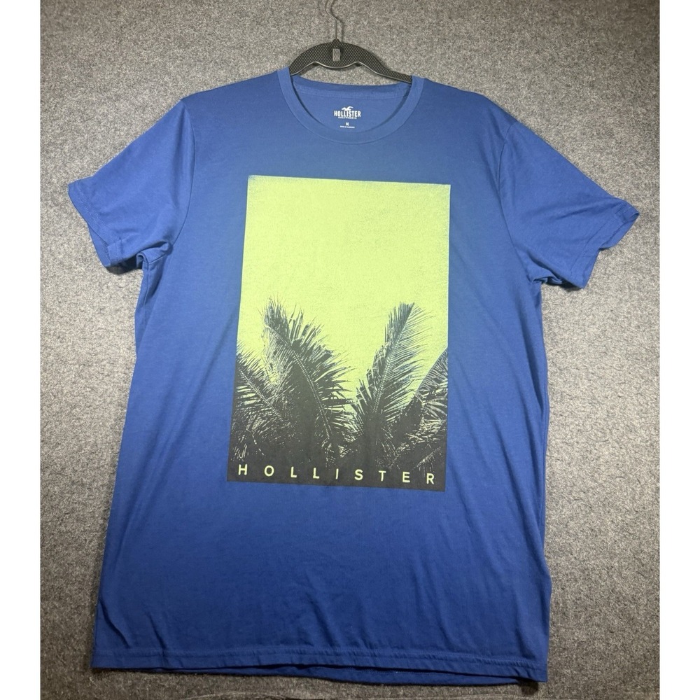Hollister Men's Blue Palm Tree Graphic Crew Neck T-Shirt Size M